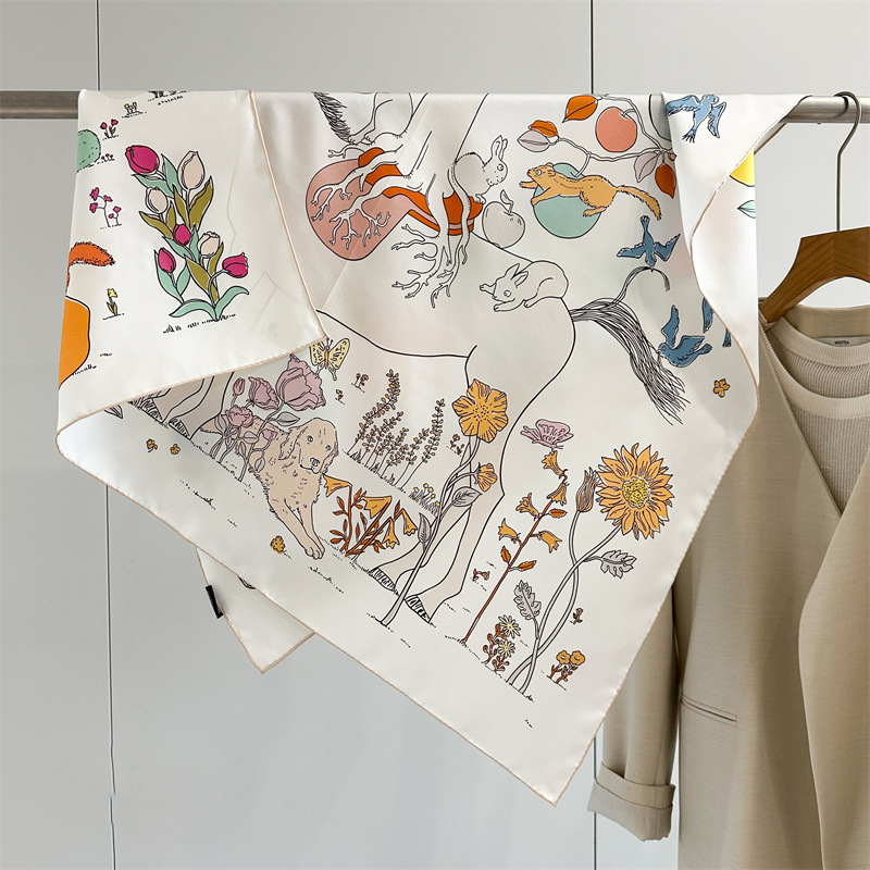 AB Faced Print Silk Scarf 18MM - Travel Accessories Aesthetic ulasan dan harga