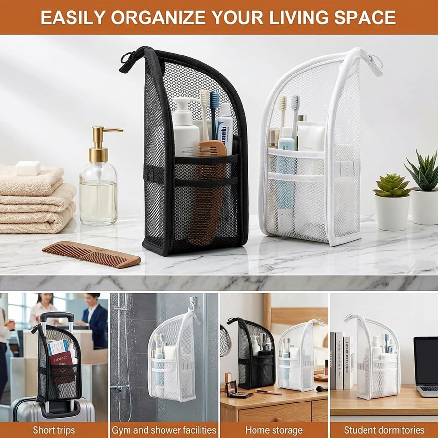 1Pc Portable Mesh Toiletry Bag - Travel Accessories Organizer Bag ulasan dan harga